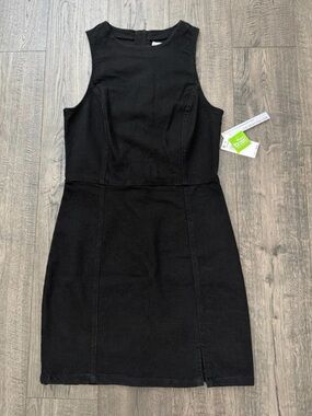 Tinselrown Black Sleeveless Denim Mini Dress NWT
